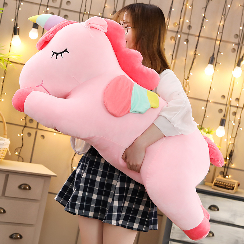 Unicorn Stuffed Toy - 25-100 سنتيمتر Kawaii العملاق يونيكورن أفخم