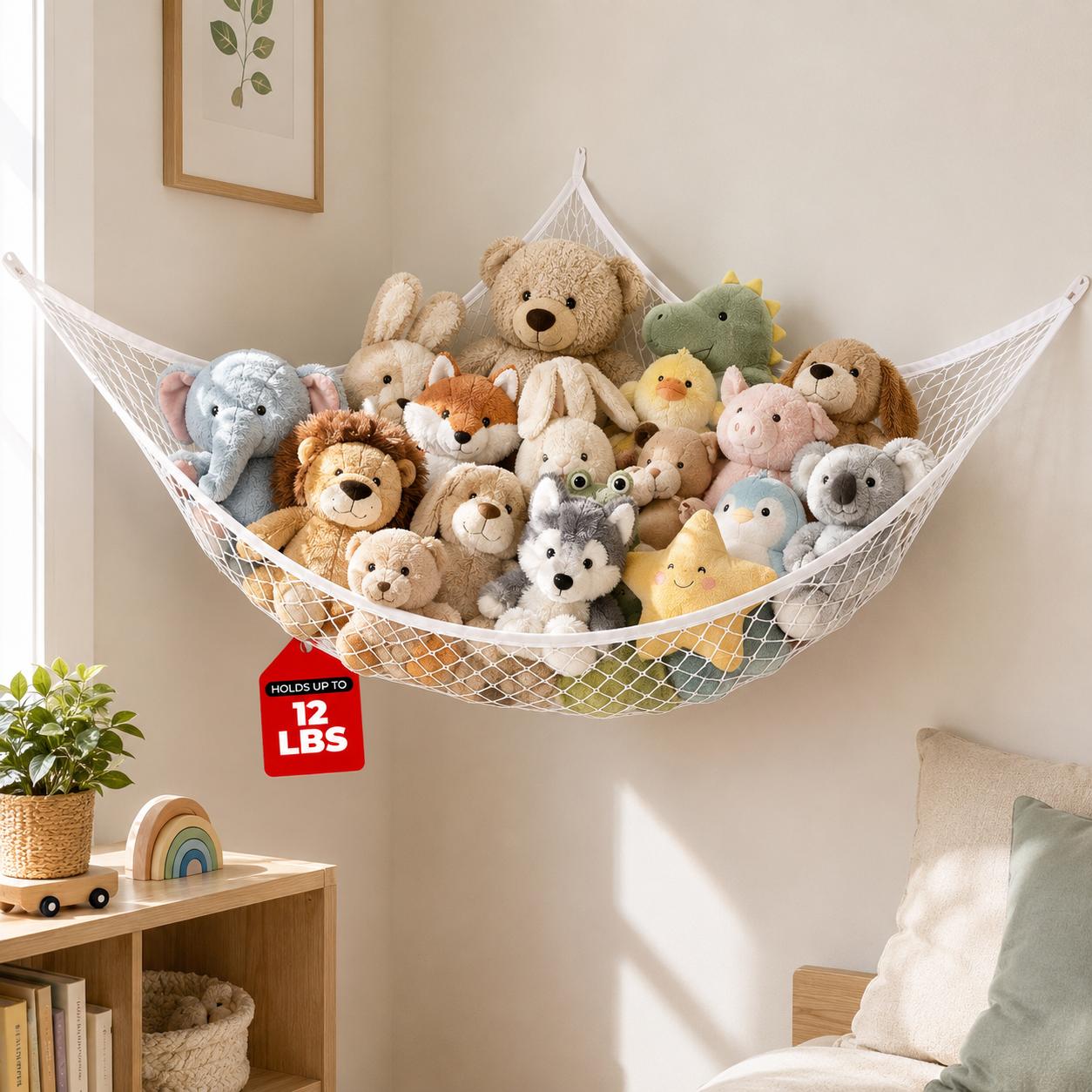 Kids Toys Kids Toys - شبكة تخزين ألعاب معلقة، منظم للدمى