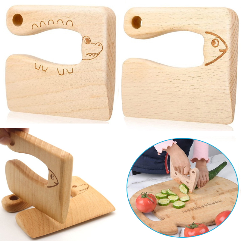 Kids Toys Kitchen - سكين خشبي للأطفال ألعاب الطبخ محاكاة