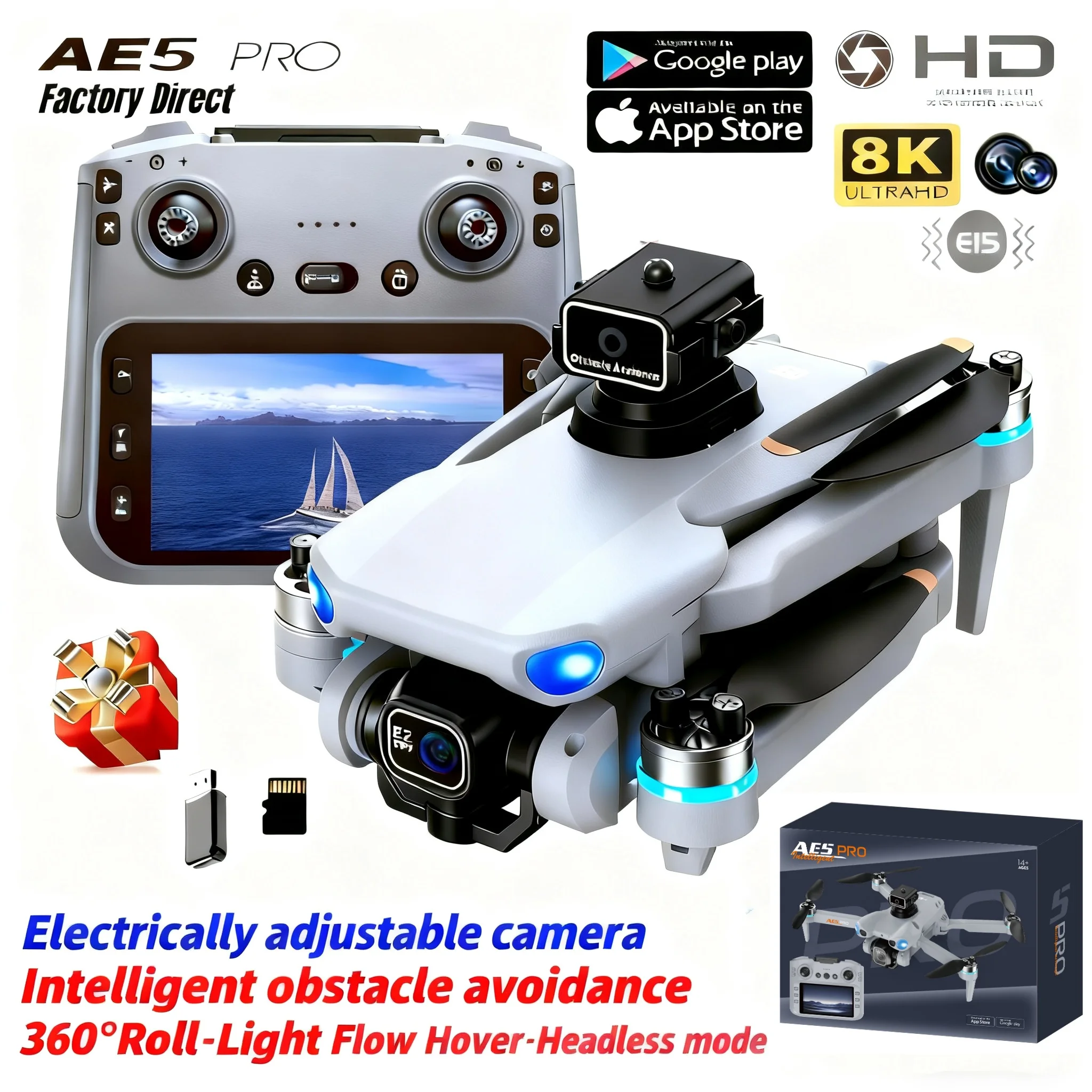 طائرة بدون طيار AE5 Pro بدقة 8 - مراجعة Toys For Kids Video وسعره